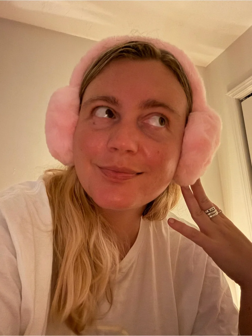 Pink Fuzzy Earmuffs  - Plush Winter
